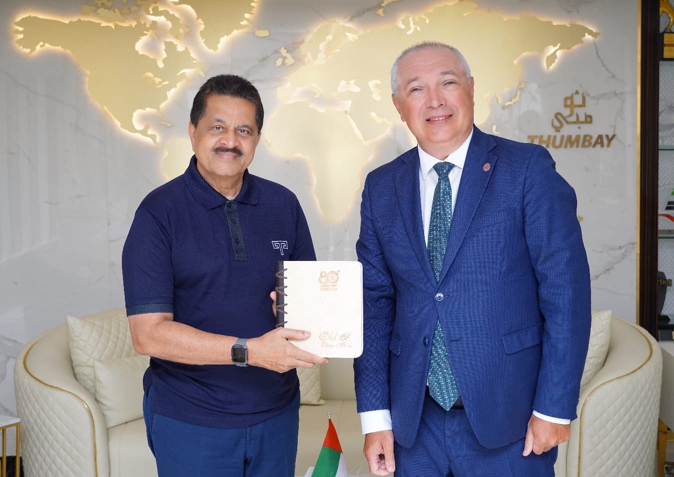 Dr. Thumbay Moideen with Prof. Dr. Leonard Azamfirei, Rector of UMFST Târgu Mureș